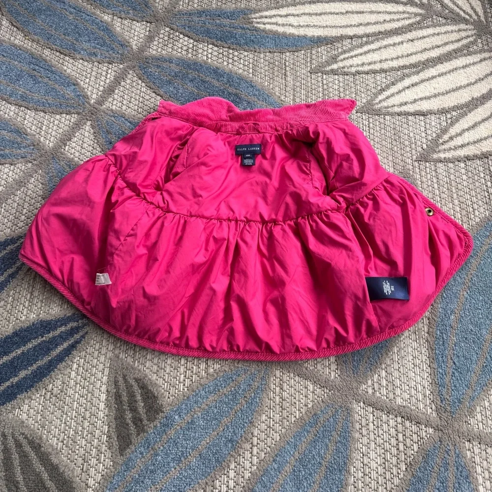 Ralph Lauren Toddler Girl Quilted Pink Barn Jacket Lined Embroidered Pony Sz 18M